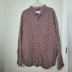 Men's Columbia Plaid Red/Black/White Button Down Shirt sz XXL 216